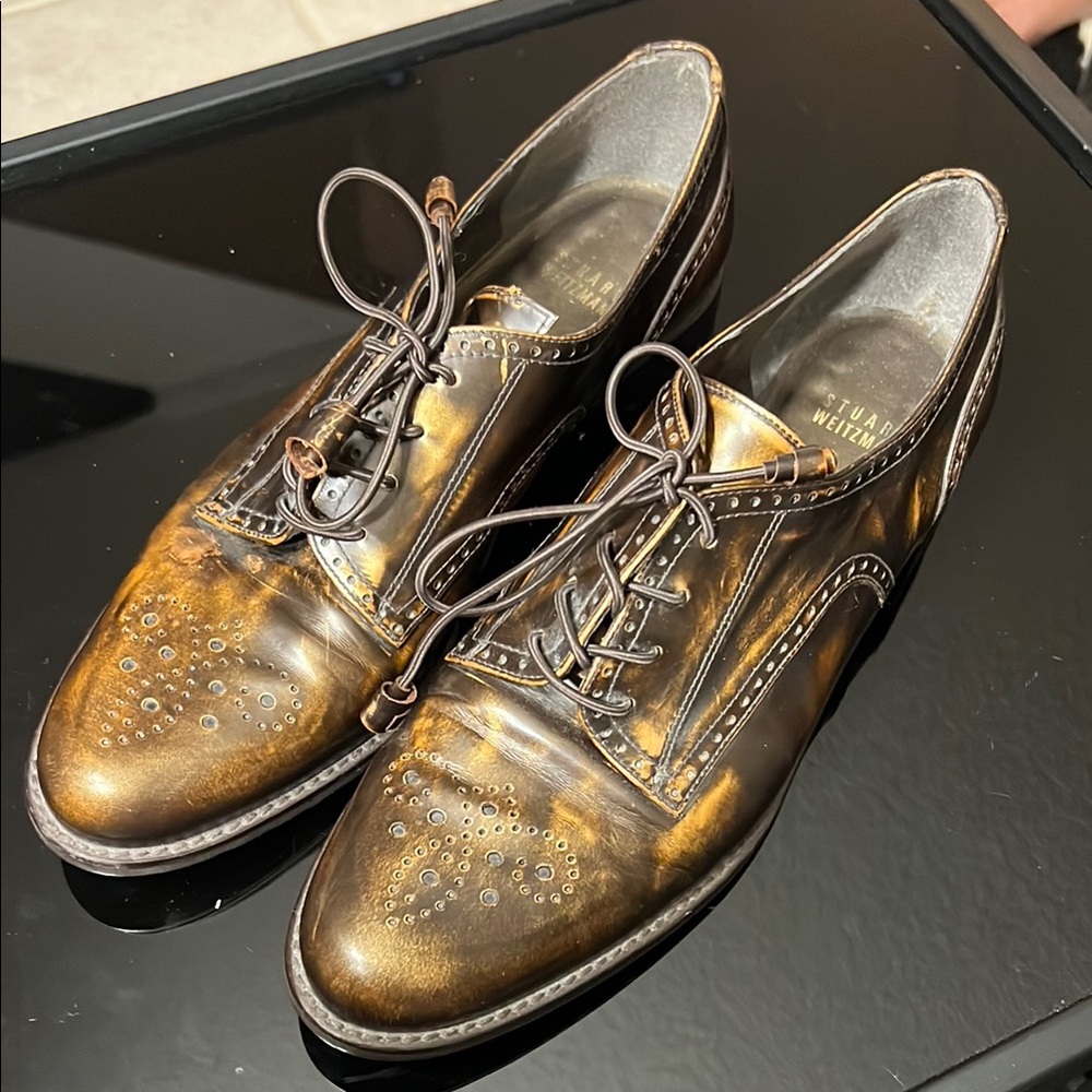 Stuart Weitzman Metallic Oxford Shoes